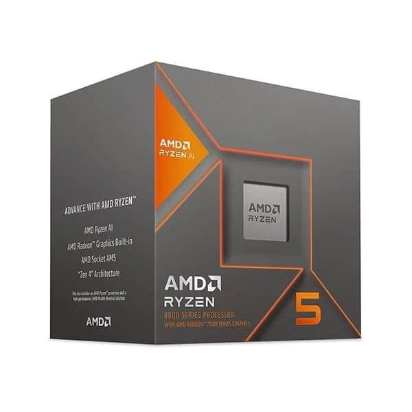 AMD Ryzen 5 8600G with Wraith Stealth Cooler, AM5, Up to 5.0GHz, 6-Core, 65W, 22MB Cache, 4nm, 8th Gen, Radeon Graphics